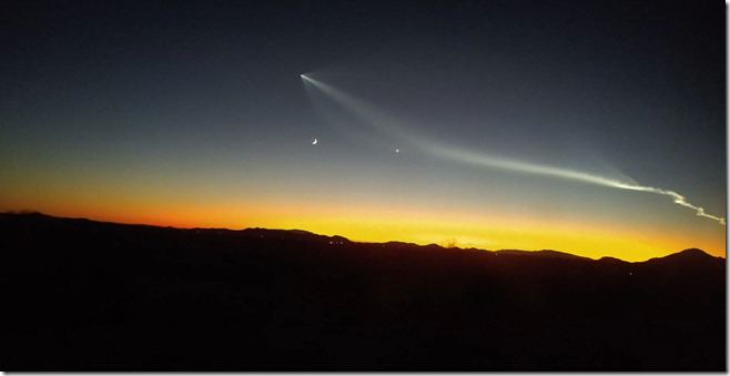 sunset crescent moon Falcon 9 StarX Congress AZ