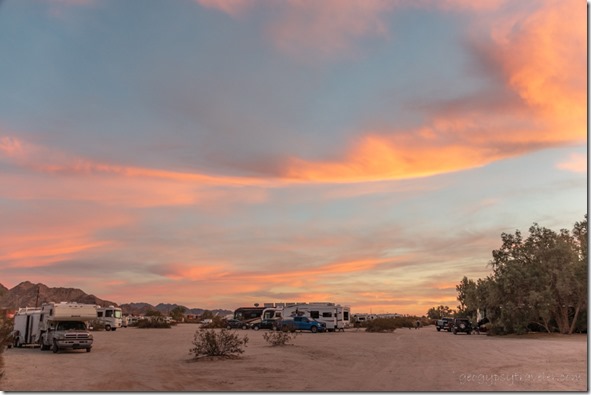RVs sunset clouds VFW-BLM camp Yuma AZ