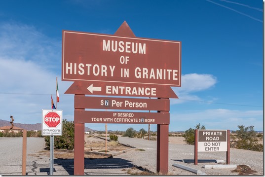 sign Museum of History in Granite Center of the World Felicity CA