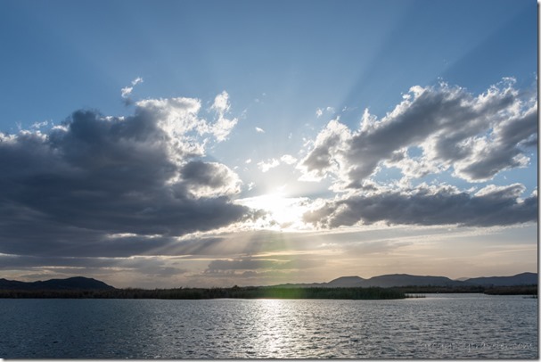 lake clouds sunset crepuscular rays Mittry Lake Yuma AZ