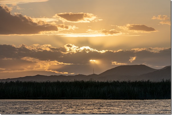lake marsh mts sunsest clouds rays Mittry Lake Yuma AZ