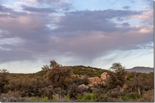 trees boulders sunset clouds Skull Valley AZ