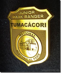 Jr Ranger badge Tumacácori NHS Tubac AZ