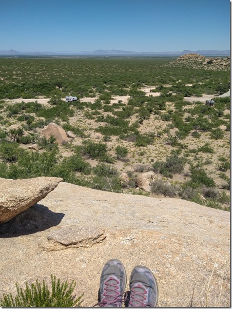 Gaelyn's boulder view N Indian Bread Rocks BLM Bowie AZ